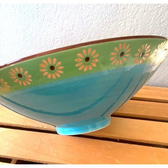 Dutch Wax Peacocks Bowl Handpainted by Coastline Imports 10 Inches - Picture 2 of 12